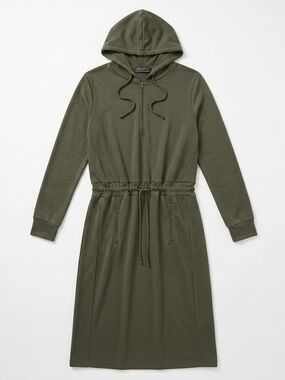 Brigette Brianna Hooded Drawstring Waist Dress in Olive Green Women's Meduim#168
